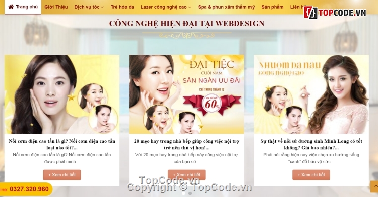 website làm đẹp,website mỹ phẩm,website spa